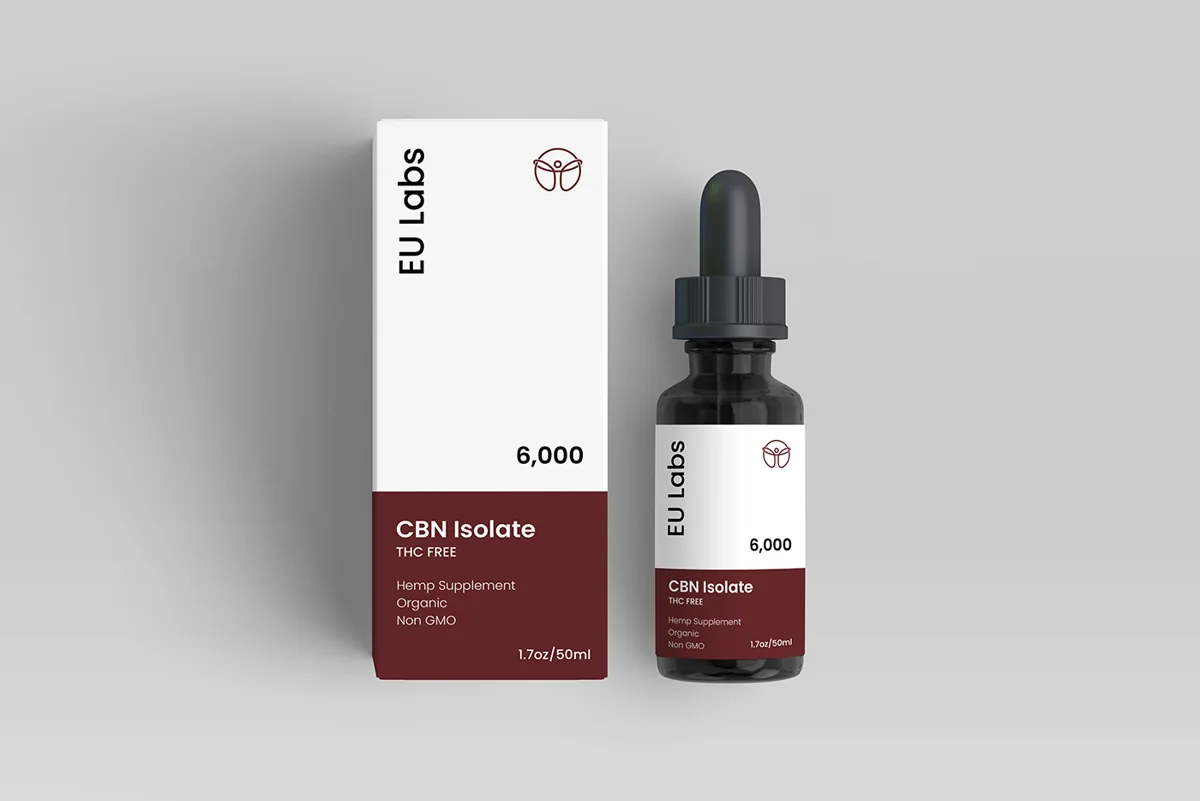Front of a 50ml CBN oil bottle, 6000mg cannabinol